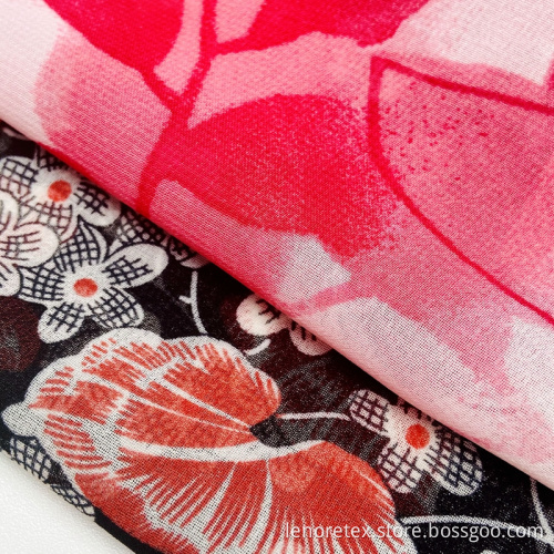Polyester Rose Flower Woven 75D Chiffon Print Fabric